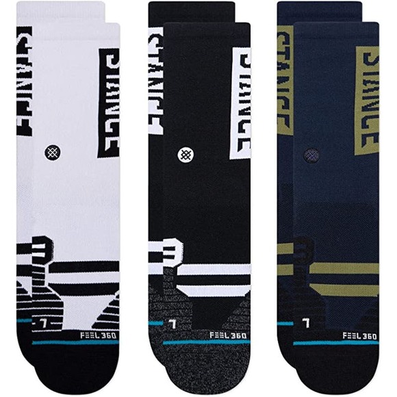 NWT Stance Feel360 Unisex Boyd Mid 3 Pack Socks Multi / M - Picture 1 of 6